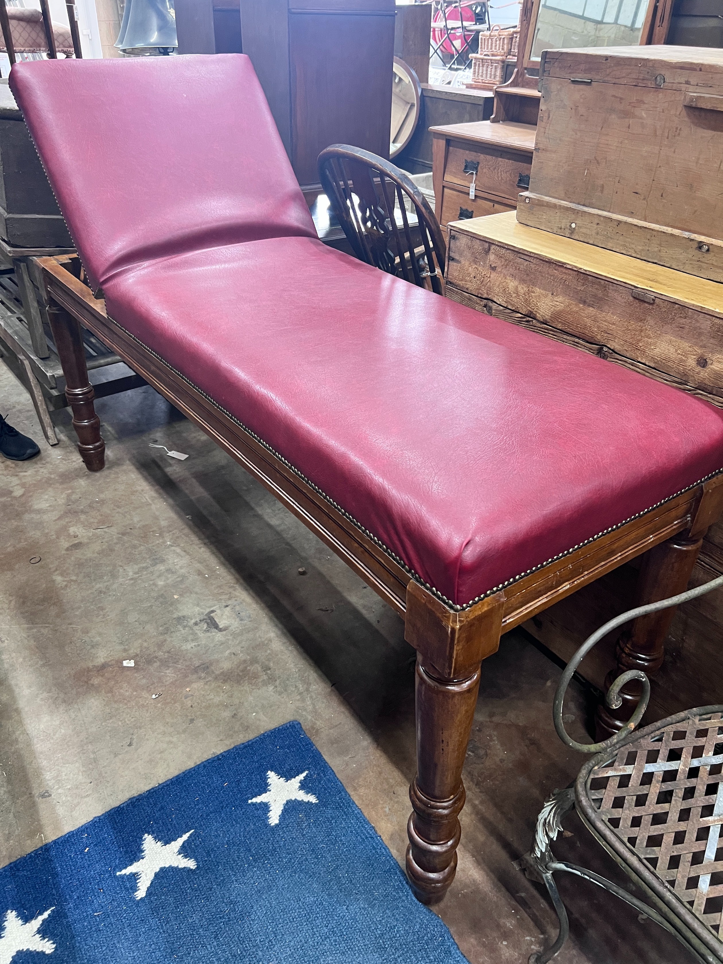 A Ferris & Co of Bristol examination bed, with teak underframe, length 186cm *Please note the sale commences at 9am.